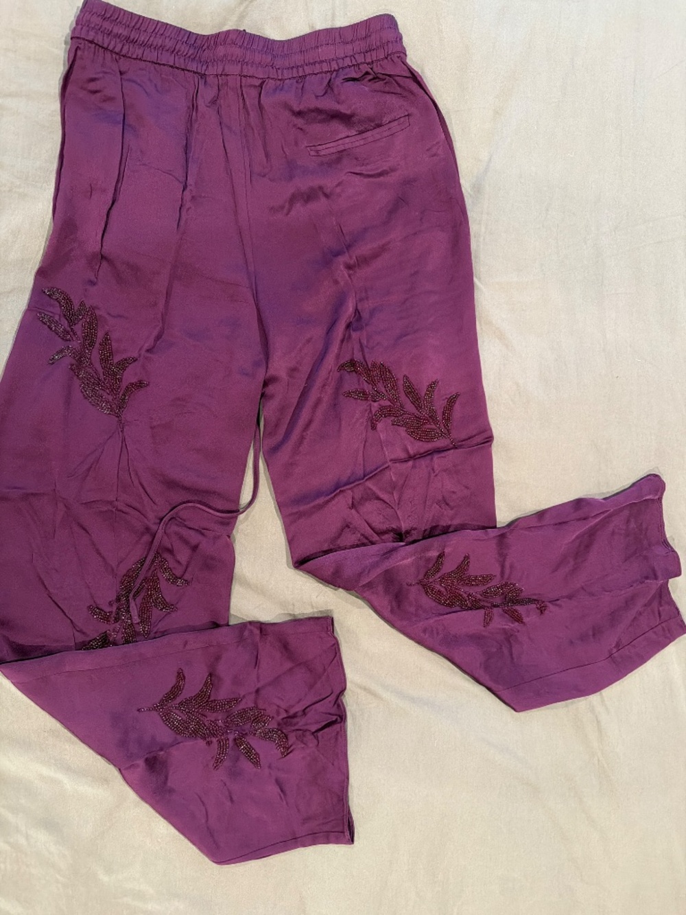 ZARA Embellished Belted Blazer & Pants Set | Plum | Beaded | NWT | Size M - Picture 4 of 7
